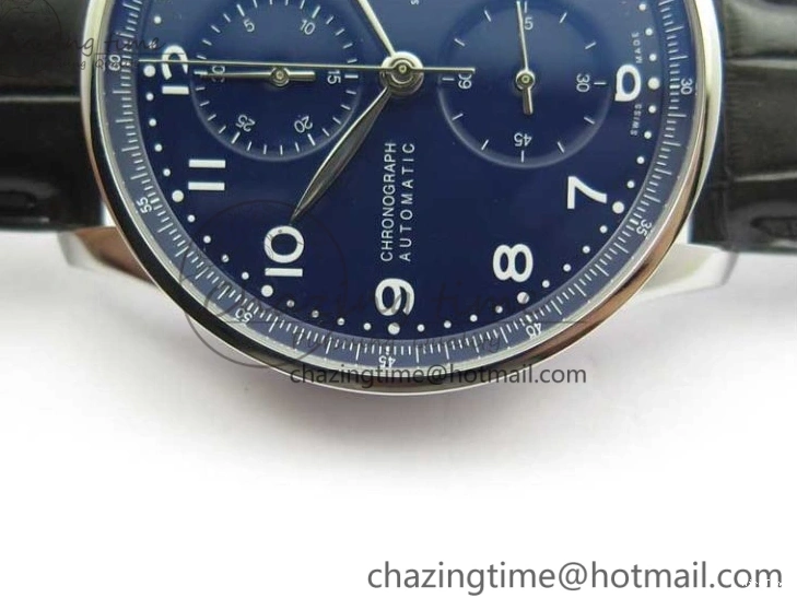 MIROTIME 0307 SunProtective Portugieser Chronograph Edition 150 Years IW371601 ZF 1:1 Best Edition Blue Dial on Black Leather Strap A7750 (Slim Movement) 7137